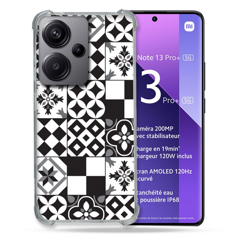 Coque Renforcée Pour Xiaomi Redmi Note 13 Pro Plus 5G Texture Carreau Ciment Noir