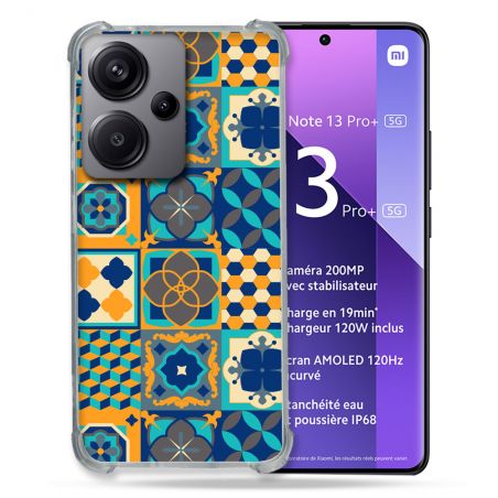 Coque Renforcée Pour Xiaomi Redmi Note 13 Pro Plus 5G Texture Carreau Ciment Orange