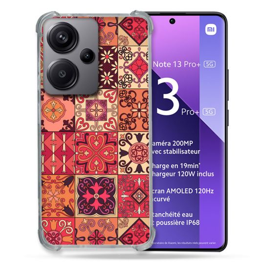 Coque Renforcée Pour Xiaomi Redmi Note 13 Pro Plus 5G Texture Carreau Ciment Rouge