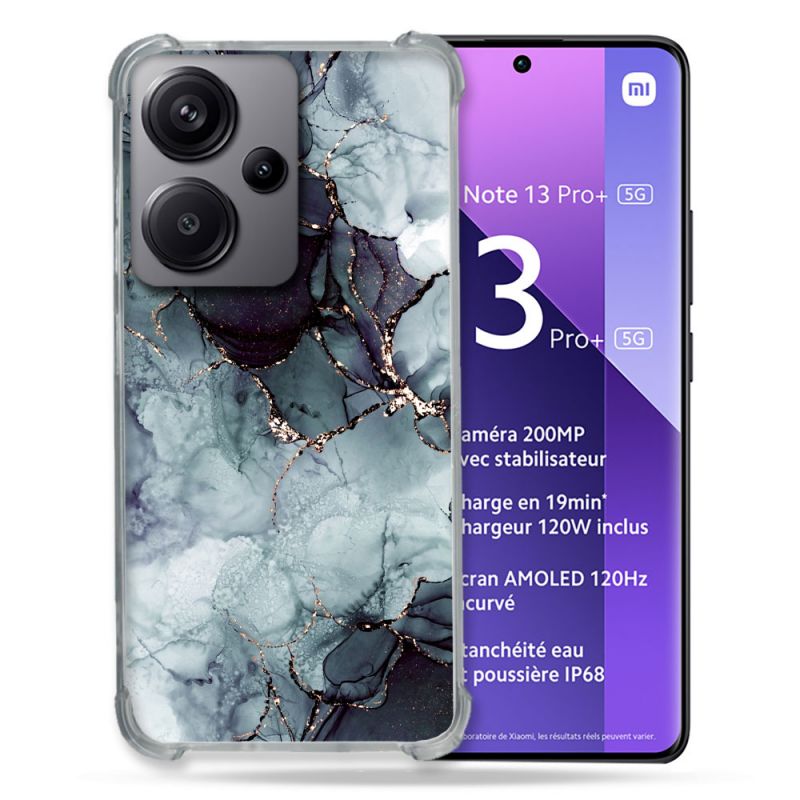 Coque Renforcée Pour Xiaomi Redmi Note 13 Pro Plus 5G Texture Marbre Gris