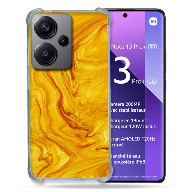 Coque Renforcée Pour Xiaomi Redmi Note 13 Pro Plus 5G Texture Marbre Jaune