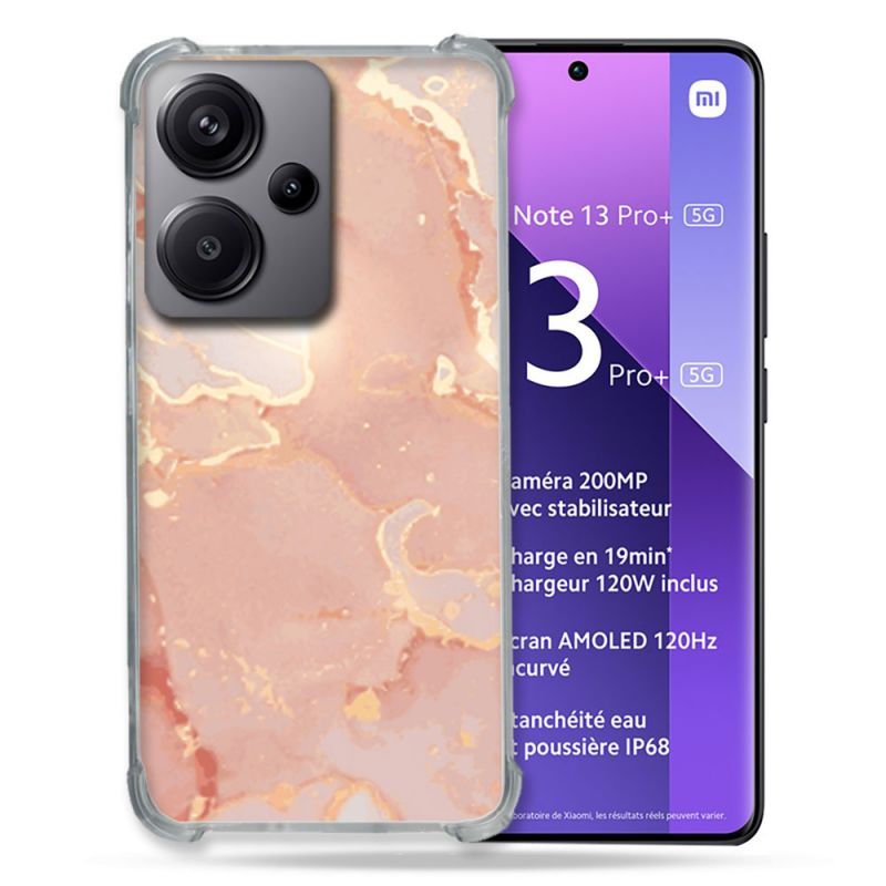 Coque Renforcée Pour Xiaomi Redmi Note 13 Pro Plus 5G Texture Marbre Rose
