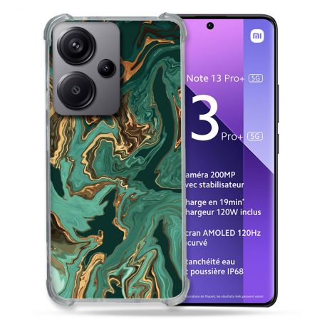 Coque Renforcée Pour Xiaomi Redmi Note 13 Pro Plus 5G Texture Marbre Vert