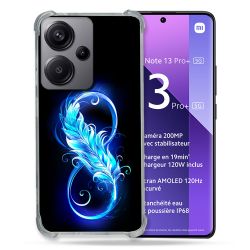 Coque Renforcée Pour Xiaomi Redmi Note 13 Pro Plus 5G Texture Plume Infini Bleu