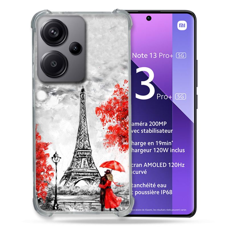 Coque Renforcée Pour Xiaomi Redmi Note 13 Pro Plus 5G Voyage France Paris Rouge