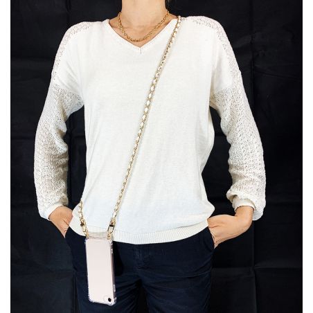 Coque Renforcée Transparente Pour Xiaomi Redmi Note 13 Pro Plus 5G Lanière / Cordon Chaine suspendue Blanc