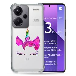 Coque Renforcée Transparente Pour Xiaomi Redmi Note 13 Pro Plus 5G Licorne Paillette