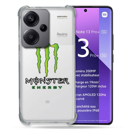 Coque Renforcée Transparente Pour Xiaomi Redmi Note 13 Pro Plus 5G Monster Energy