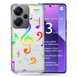 Coque Renforcée Transparente Pour Xiaomi Redmi Note 13 Pro Plus 5G Note Musique Colore