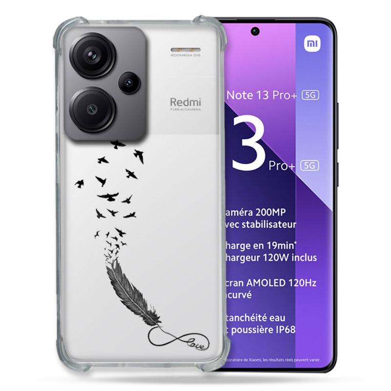 Coque Renforcée Transparente Pour Xiaomi Redmi Note 13 Pro Plus 5G Plume Infini
