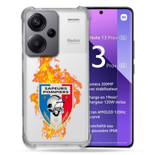 Coque Renforcée Transparente Pour Xiaomi Redmi Note 13 Pro Plus 5G Pompier Feu