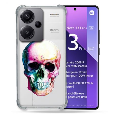 Coque Renforcée Transparente Pour Xiaomi Redmi Note 13 Pro Plus 5G Skull Head Crane Colore