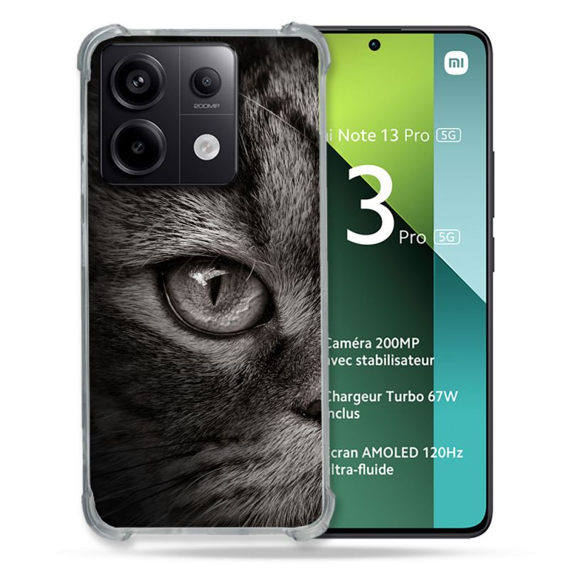 Coque Renforcée Pour Xiaomi Redmi Note 13 Pro 5G Animal Chat Gris