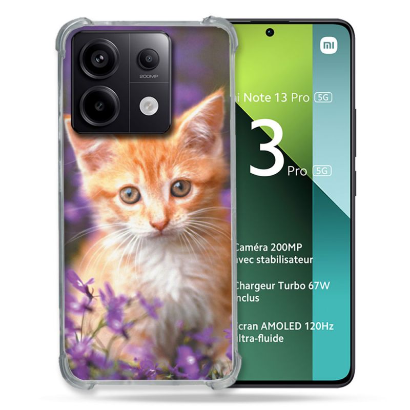 Coque Renforcée Pour Xiaomi Redmi Note 13 Pro 5G Animal Chat Violet