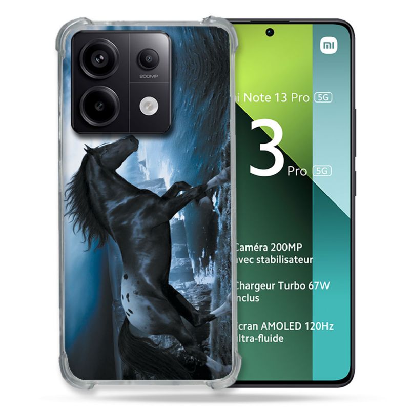Coque Renforcée Pour Xiaomi Redmi Note 13 Pro 5G Animal Cheval Noir
