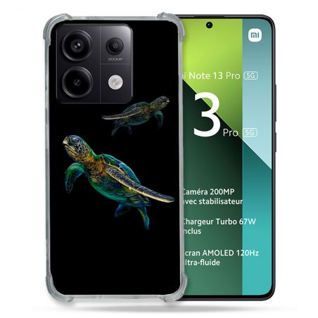 Coque Renforcée Pour Xiaomi Redmi Note 13 Pro 5G Animal Tortue Noire multicolore