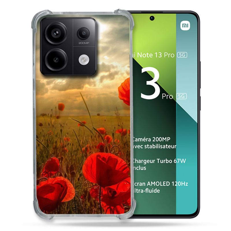Coque Renforcée Pour Xiaomi Redmi Note 13 Pro 5G Fleur Coquelicot