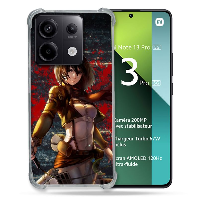 Coque Renforcée Pour Xiaomi Redmi Note 13 Pro 5G Manga Attaque Titans Mikasa
