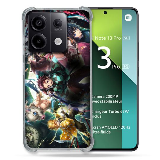 Coque Renforcée Pour Xiaomi Redmi Note 13 Pro 5G Manga Demon Slayer Groupe