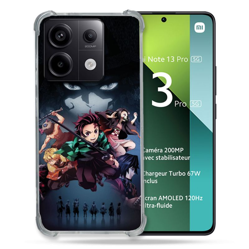 Coque Renforcée Pour Xiaomi Redmi Note 13 Pro 5G Manga Demon Slayer Noir