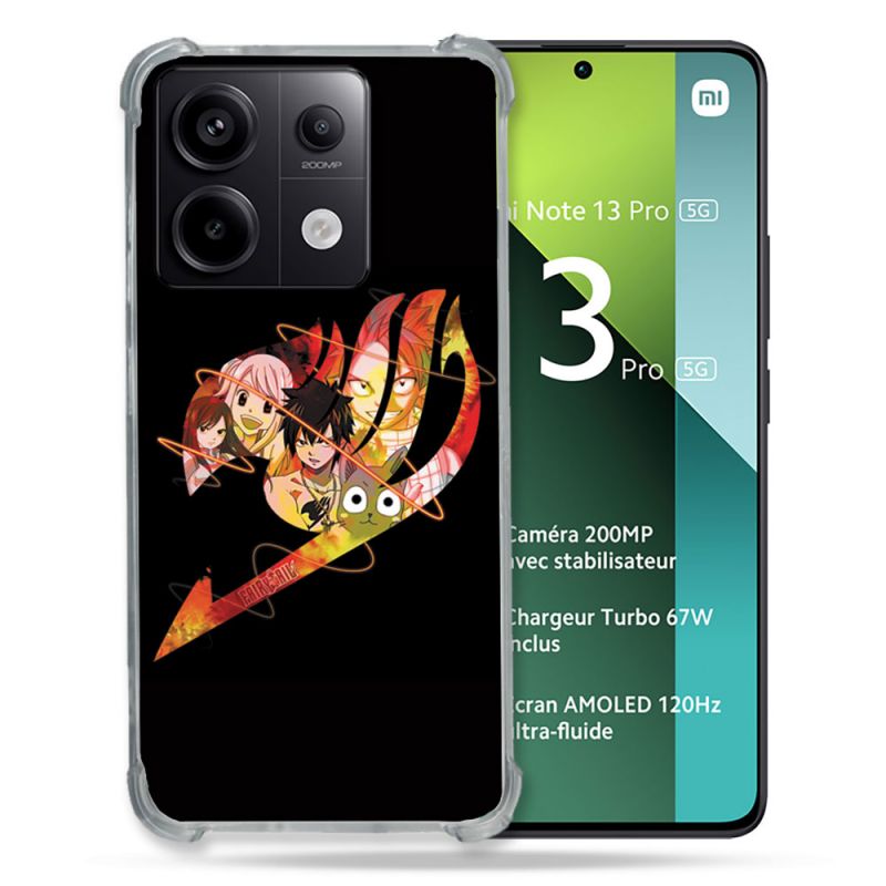 Coque Renforcée Pour Xiaomi Redmi Note 13 Pro 5G Manga Fairy Tail Logo Noir