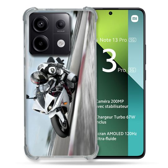 Coque Renforcée Pour Xiaomi Redmi Note 13 Pro 5G Moto Course GP Blanche