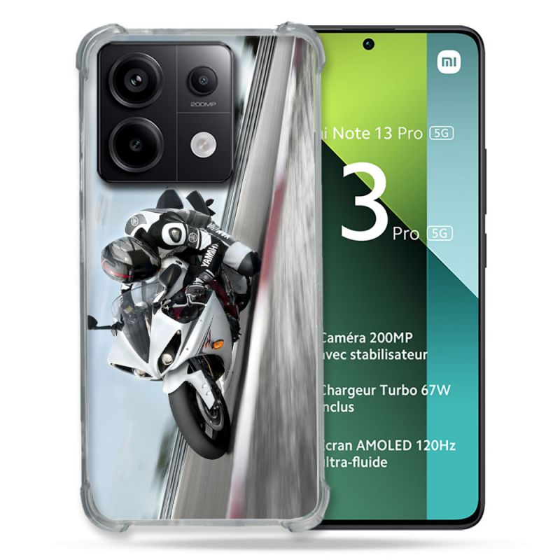 Coque Renforcée Pour Xiaomi Redmi Note 13 Pro 5G Moto Course GP Blanche