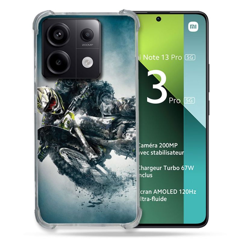Coque Renforcée Pour Xiaomi Redmi Note 13 Pro 5G Moto Cross Ombre