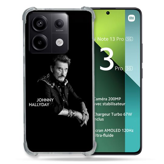 Coque Renforcée Pour Xiaomi Redmi Note 13 Pro 5G Musique Johnny Hallyday Noir