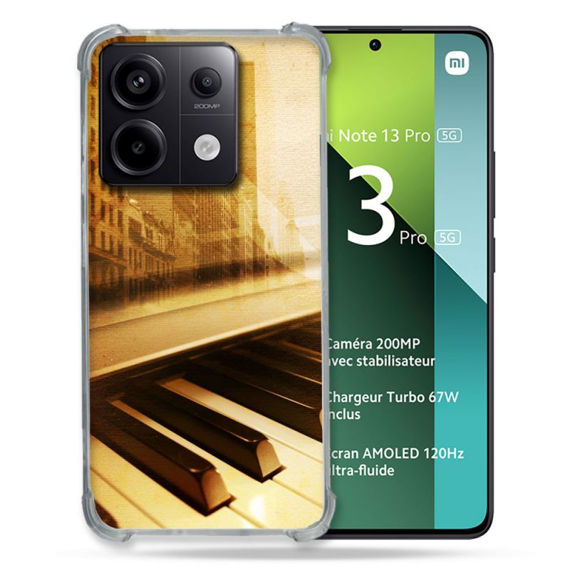 Coque Renforcée Pour Xiaomi Redmi Note 13 Pro 5G Musique Piano Retro