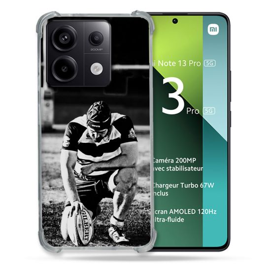 Coque Renforcée Pour Xiaomi Redmi Note 13 Pro 5G Sport Rugby Noir Blanc