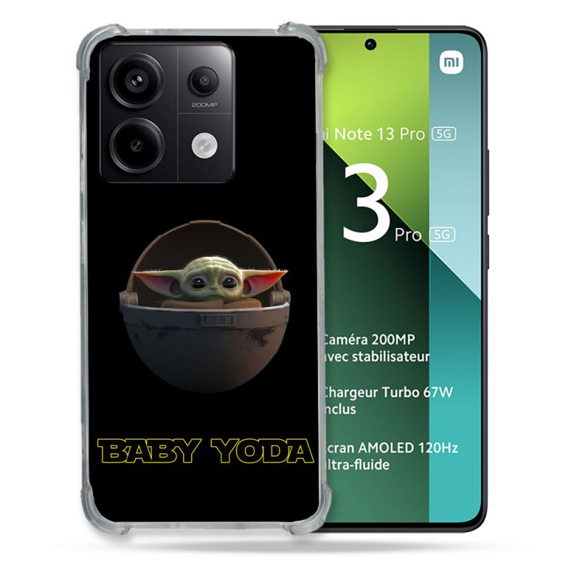 Coque Renforcée Pour Xiaomi Redmi Note 13 Pro 5G Star Wars - Yoda bebe noir