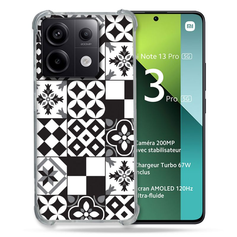 Coque Renforcée Pour Xiaomi Redmi Note 13 Pro 5G Texture Carreau Ciment Noir