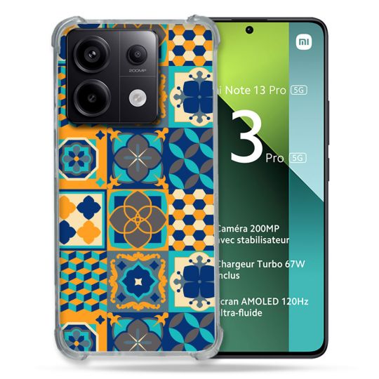 Coque Renforcée Pour Xiaomi Redmi Note 13 Pro 5G Texture Carreau Ciment Orange