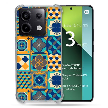 Coque Renforcée Pour Xiaomi Redmi Note 13 Pro 5G Texture Carreau Ciment Orange