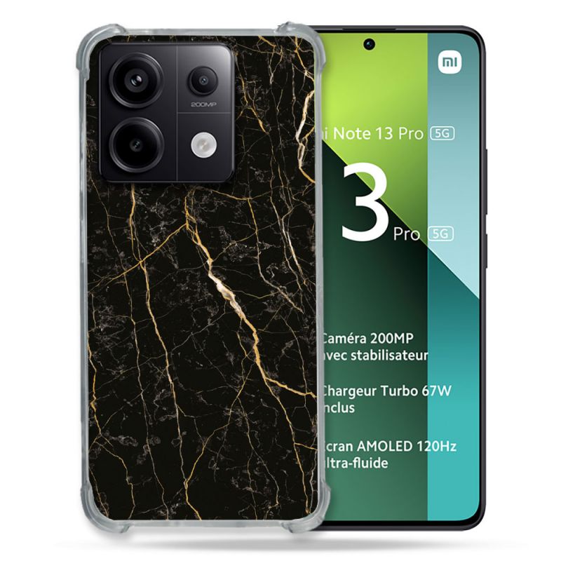 Coque Renforcée Pour Xiaomi Redmi Note 13 Pro 5G Texture Marbre Noir