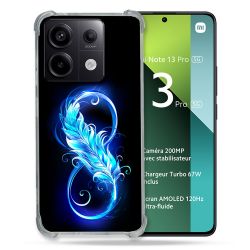 Coque Renforcée Pour Xiaomi Redmi Note 13 Pro 5G Texture Plume Infini Bleu