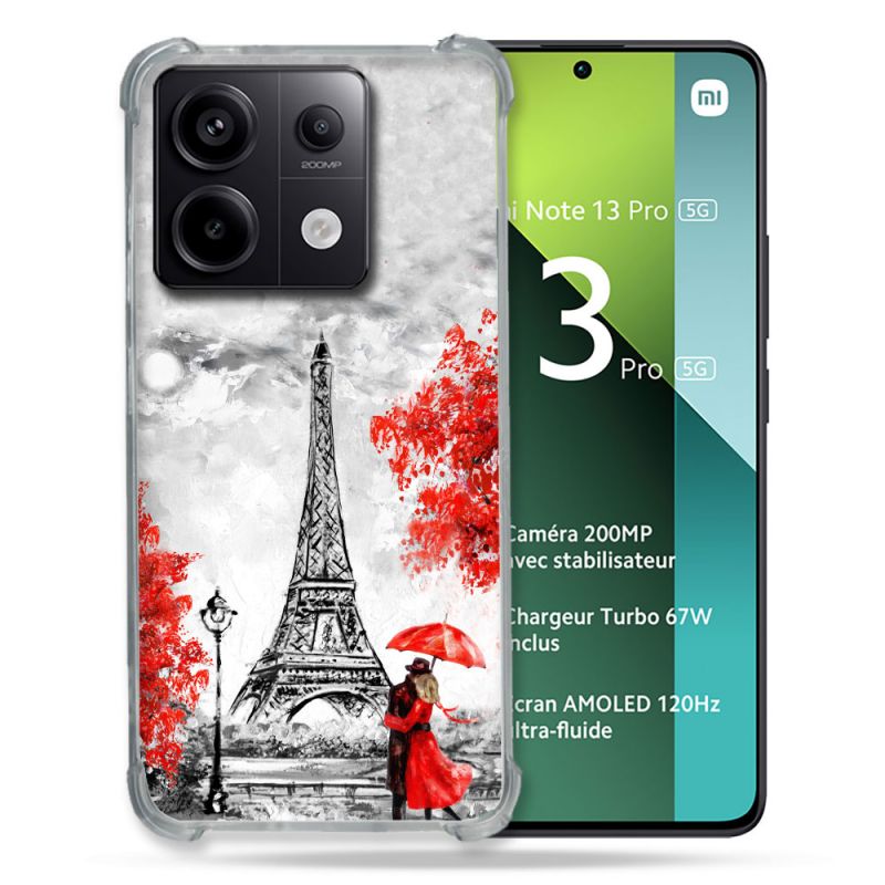Coque Renforcée Pour Xiaomi Redmi Note 13 Pro 5G Voyage France Paris Rouge