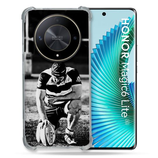 Coque Renforcée Pour Honor Magic 6 Lite 5G Sport Rugby Noir Blanc