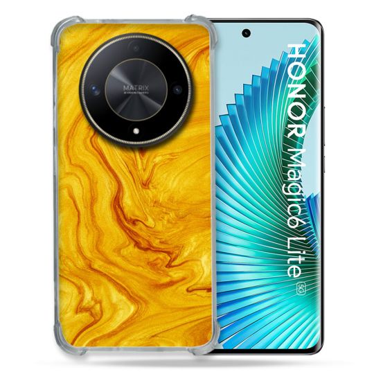 Coque Renforcée Pour Honor Magic 6 Lite 5G Texture Marbre Jaune