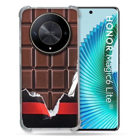 Coque Renforcée Pour Honor Magic 6 Lite 5G Texture Trompe Oeil Chocolat