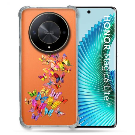 Coque Renforcée Transparente Pour Honor Magic 6 Lite 5G Papillon Multicolore