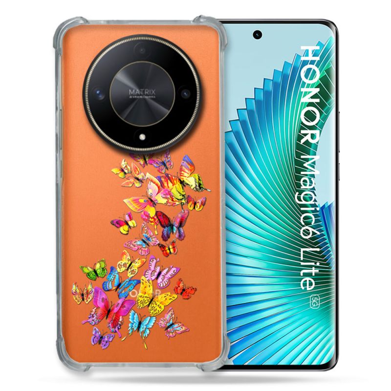 Coque Renforcée Transparente Pour Honor Magic 6 Lite 5G Papillon Multicolore