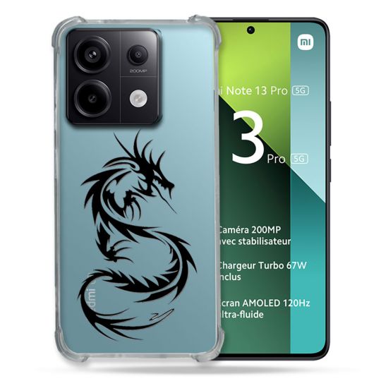 Coque Renforcée Transparente Pour Xiaomi Redmi Note 13 Pro 5G Dragon Noir
