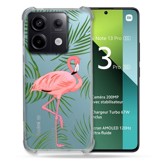 Coque Renforcée Transparente Pour Xiaomi Redmi Note 13 Pro 5G Flamant Rose