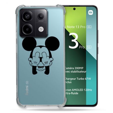 Coque Renforcée Transparente Pour Xiaomi Redmi Note 13 Pro 5G Mickey doigt