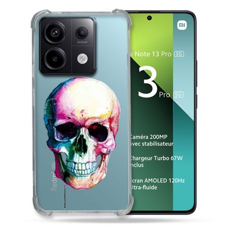 Coque Renforcée Transparente Pour Xiaomi Redmi Note 13 Pro 5G Skull Head Crane Colore