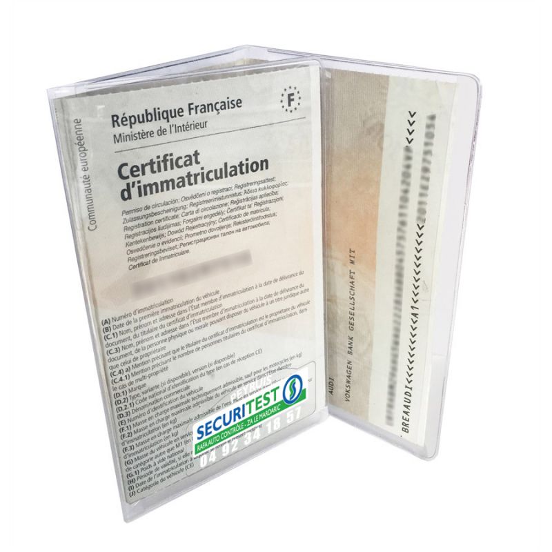 Pochette / Etui de protection Transparent Personnalisé pour Carte Grise Voiture