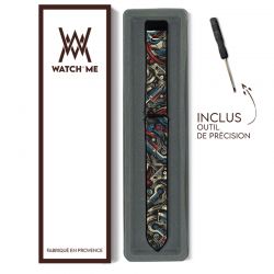 Bracelet Montre 22 mm en silicone et cuir véritable : America