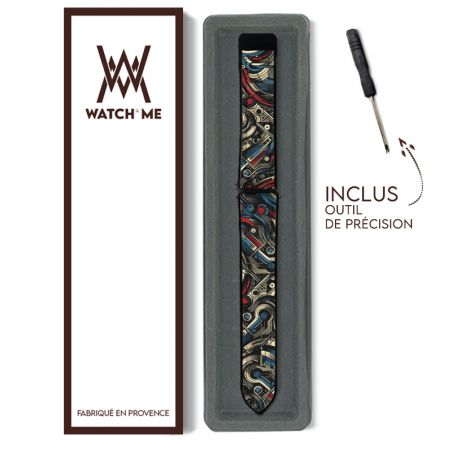 Bracelet Montre 22 mm en silicone et cuir véritable : America